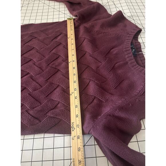 Lands' End Drifter Cable Knit Sweater Crew Neck Cotton Plum Sz M - Picture 3 of 6